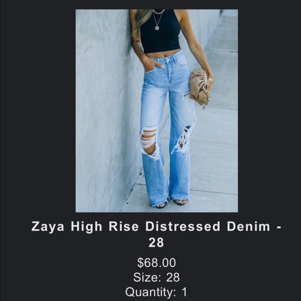 VICI “Zaya” High Rise Wide Leg Distressed Denim NWT